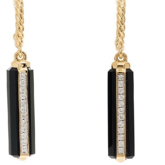 David Yurman Jewelry - David Yurman Lexington Barrel Drop Earrings 18k 750 Onyx & Diamond